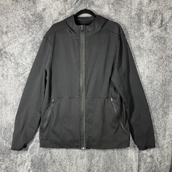 Lululemon Track Jacket Mens XL Black Hooded Full Zip French Terry Athletic
